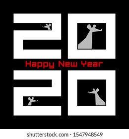 2020. Vector illustration with a symbol of the new year. Happy New Year. Years of the rat in the eastern calendar