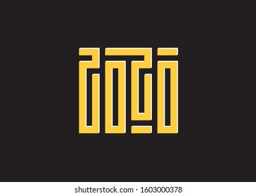 2020, Vector interlock maze typography.