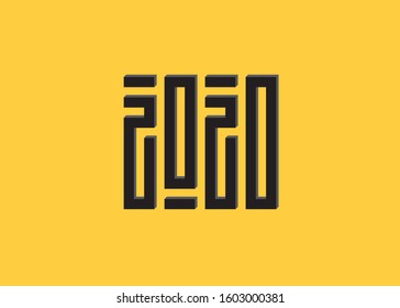 2020, Vector interlock maze typography.