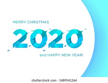 2020 Vector Liquid Numbers. Christmas Banner. Xmas Background Design. Calendar Cover Design. Creative Template for Christmas Poster, Greeting Card, Header, Image for Social Media, Website. 