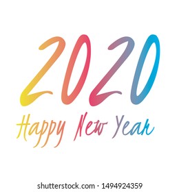 2020 vector symbol. Happy New Year illustration for decoration, celebration, winter holiday, infographic, business, calendar, design.  Blue red and yellow gradient icon