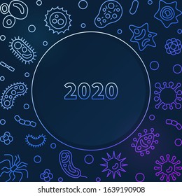 2020 virus or viruses vector concept colored outline illustration or frame on dark background