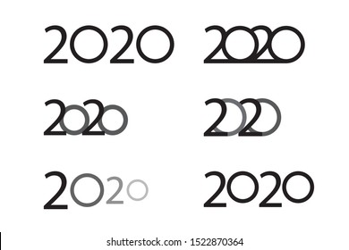2020 vision. Happy new year 2020 logo text set. Applicable as part of greeting card, calendar, invitation, banner or brochure card design. Nulls as circles. Vector illustration
