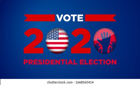 2020 Vote United States of America Presidential election. Design logo. Vector illustration. Isolated on white background.