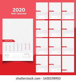 2020 wall calendar design template