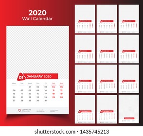 2020 wall calendar template design