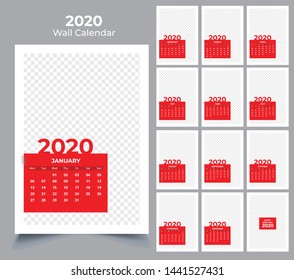 2020 wall calendar template design