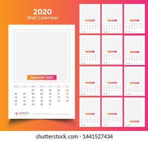 2020 wall calendar template design