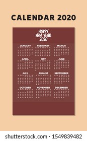 2020, Wall Calendar Template Design