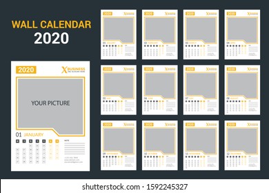 2020 Wall Calendar Vector File