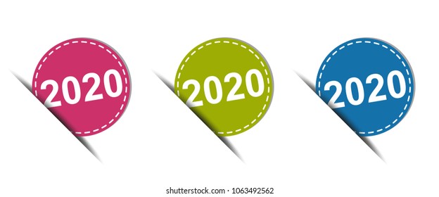 2020 Web Button - Colorful Vector Icons - Isolated On White Background