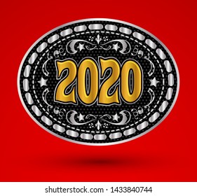 2020 Western Cowboy Belt Buckle vector illustration