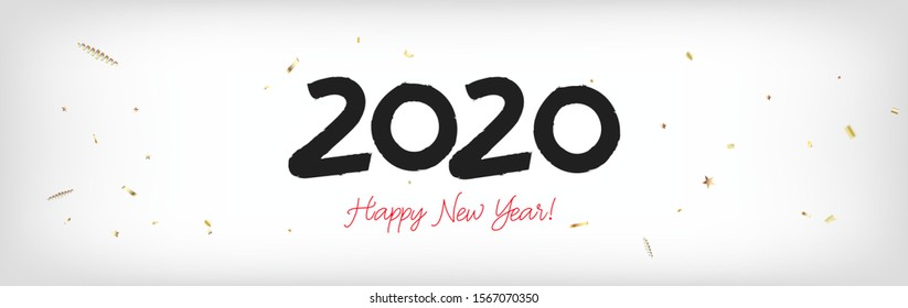 2020 White Black Red Horizontal Vector Banner. Graffiti Card New Year, Christmas Music Party Decoration.  