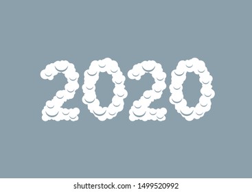 2020 White snow numbers. Happy New Year and Merry Christmas