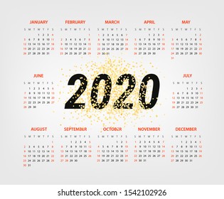 2020 year calendar vector template