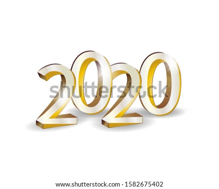 2020 Year Golden 3d digits. Numbers of Year. 