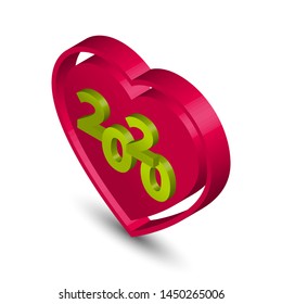 2020 year in the heart. Vector icon