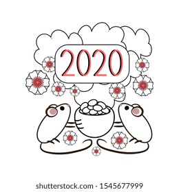 2020 Year of the mouse vector illustration