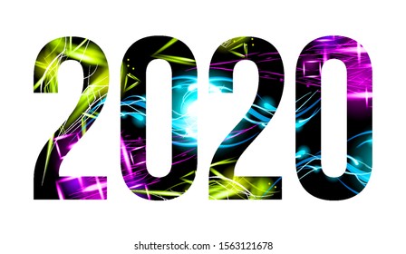 2020 - año de los antecedentes de brillantez. Efecto suave sobre el fondo blanco.