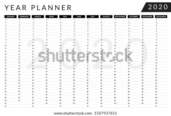 2020 Year Planner Wall Calendar Design Stock Vector Royalty Free 1507937651