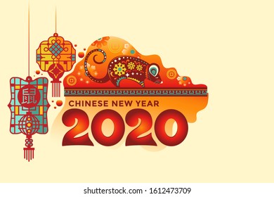 2020 Year of the rat background illustration