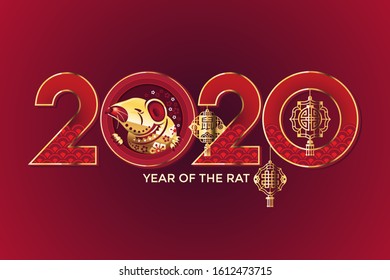 2020 Year of the rat background illustration