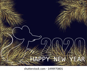 2020 year rat. Lunar new year 2020. Vector background. Vector symbol. December text. Christmas celebration