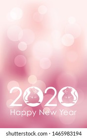 2020, the Year of the Rat, New Year’s card template, vector illustration. 