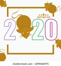 2020 Year Of Rat Vector Illustration On White Background