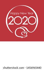 2020, the Year of the Rats, Japanese New Year’s card template with text space, vector illustration.