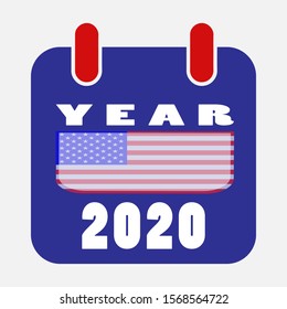 2020 Year Vector Calendar App Icon US Flag