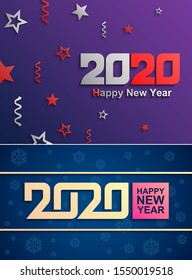 2020 Year, Vector modern minimalist Happy new year card for 2020 Year. 2020 a Happy New Year greetings. Jubilee or birthday logotype. Multi colored illustration. Vector illustration