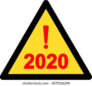 Icono de advertencia de 2020 años con estilo plano. Imagen de icono de advertencia de vector aislado de 2020 año en un fondo blanco.