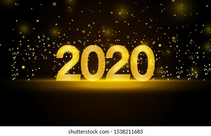 2020 year welcome with glossy background