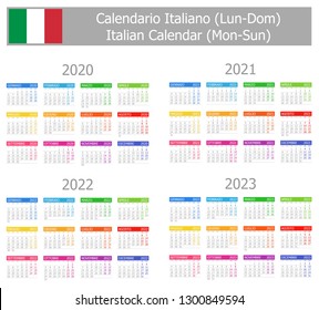 2020-2023 Italian Type-1 Calendar Mon-Sun on white background