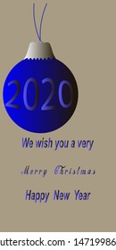 2020.Happy New year, merry Christmas. Christmas balls with symbol of the year.Vector illustration.