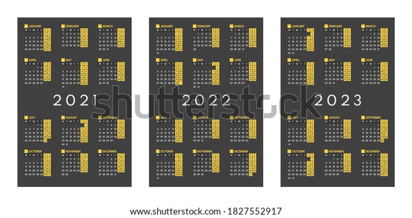 2021 2022 2023 Mini Pocket Calendars Stock Vector Royalty Free 1827552917