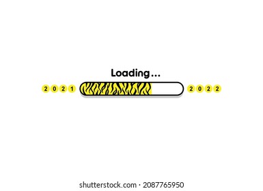 2021 - 2022 Tiger print progress loading bar. Almost reaching new year concept. Simple infographics design element.
