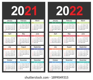 2021 and 2022 year calendar planner template, business design template vector illustration