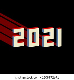 2021 con efecto de texto isométrico 3d.