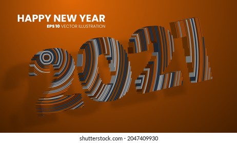 2021 3D vector illustration with abstract circle pattern
