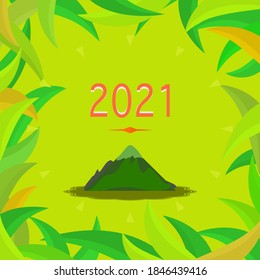 2021 Resumen textura de fondo fondo fondo fondo de fondo con paisaje natural de hojas florales paisaje montañoso paisaje colorido vector e ilustración diseño gráfico sin fisuras diseño gráfico futurista