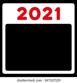 2021 Appointment vector icon. Style is bicolor flat symbol, red and white colors, rounded angles, black background.