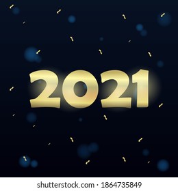 2021 beautiful new year background with gold text, can be used for banners, greeting kart and others