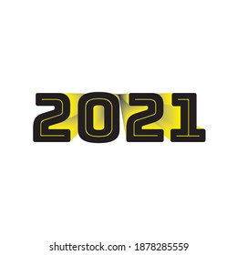 2021 black yellow year symbol on transparent background