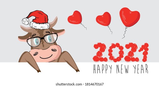 2021 Bull on a gray background.