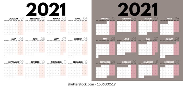 2021 calendar, abstract composition, vector illustration