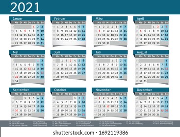 2021 calendar annual planner pocket business year vector