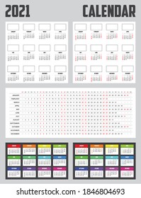 2021 Calendar Collection Isolated on a Background