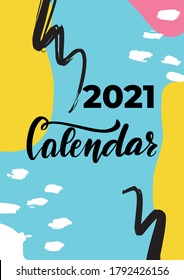 2021 calendar cover. Vector abstract graphic design. Monthly calendar. Trendy minimalistic poster cover. Modern art. Creative Desk, Wall, Office Calendar 2021. Diary Planner. Personal Organizer.
